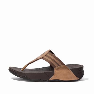 Fitflop Walkstar Webbing Toe-Post - Sandalen Damen - Braun/Gold (WKF450983)